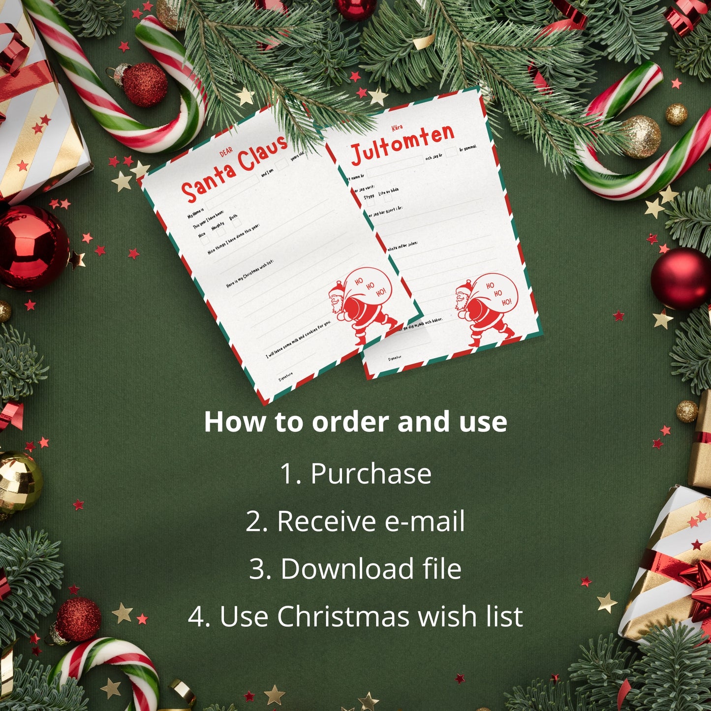 Christmas Wish List - Printable and Editable - Instant PDF Download