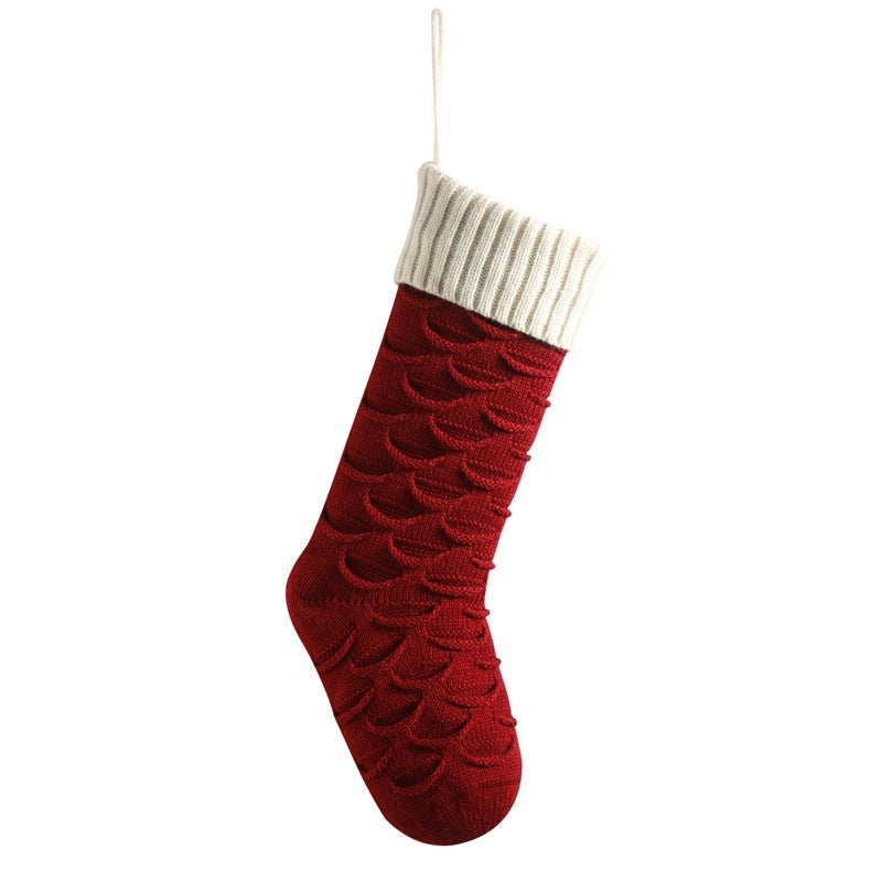 Knitted Christmas Stocking Gift Bag - Decorative Hanging Holiday Sock for Gifts