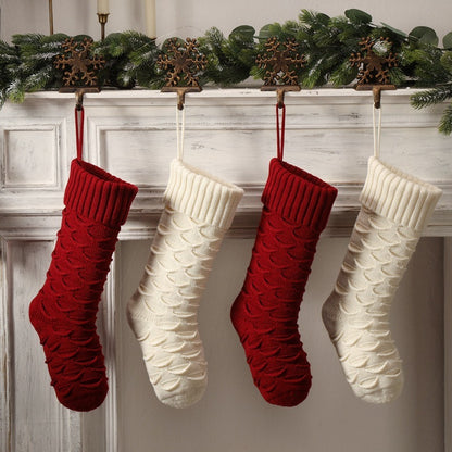 Knitted Christmas Stocking Gift Bag - Decorative Hanging Holiday Sock for Gifts