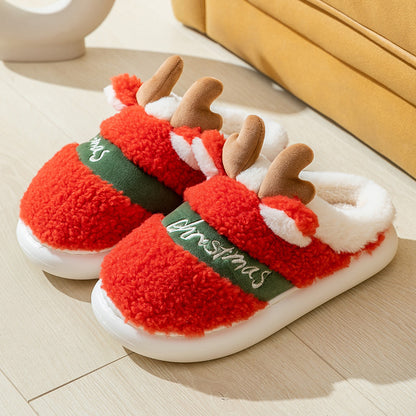 Cozy Christmas Elk Slippers - Soft Winter Home Slippers for Men & Women