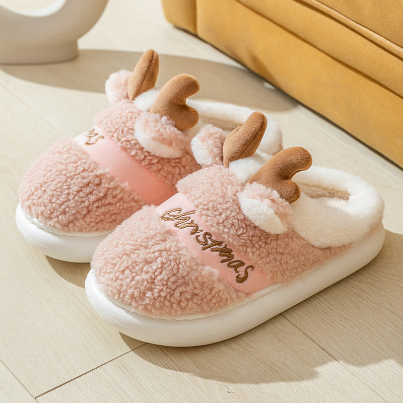 Cozy Christmas Elk Slippers - Soft Winter Home Slippers for Men & Women