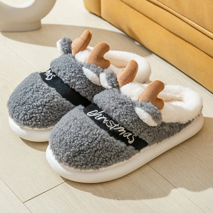 Cozy Christmas Elk Slippers - Soft Winter Home Slippers for Men & Women