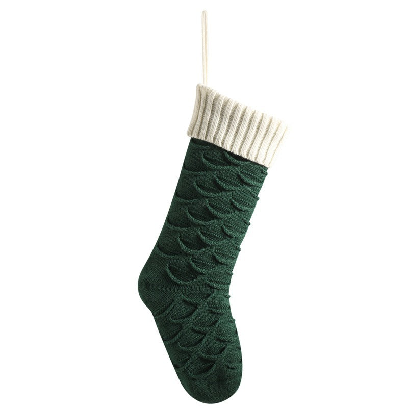 Knitted Christmas Stocking Gift Bag - Decorative Hanging Holiday Sock for Gifts