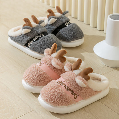 Cozy Christmas Elk Slippers - Soft Winter Home Slippers for Men & Women