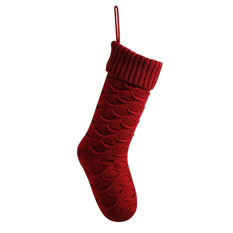 Knitted Christmas Stocking Gift Bag - Decorative Hanging Holiday Sock for Gifts