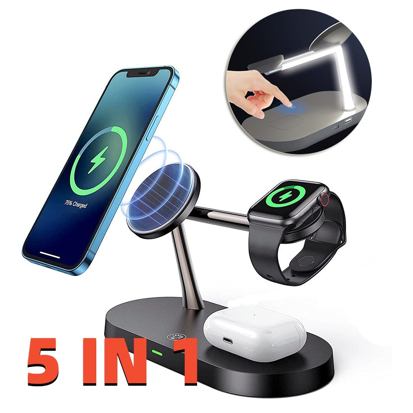 Multifunctional 5-In-1 Magnetic Wireless 15W Fast Charging For Phone, Headset And Watch